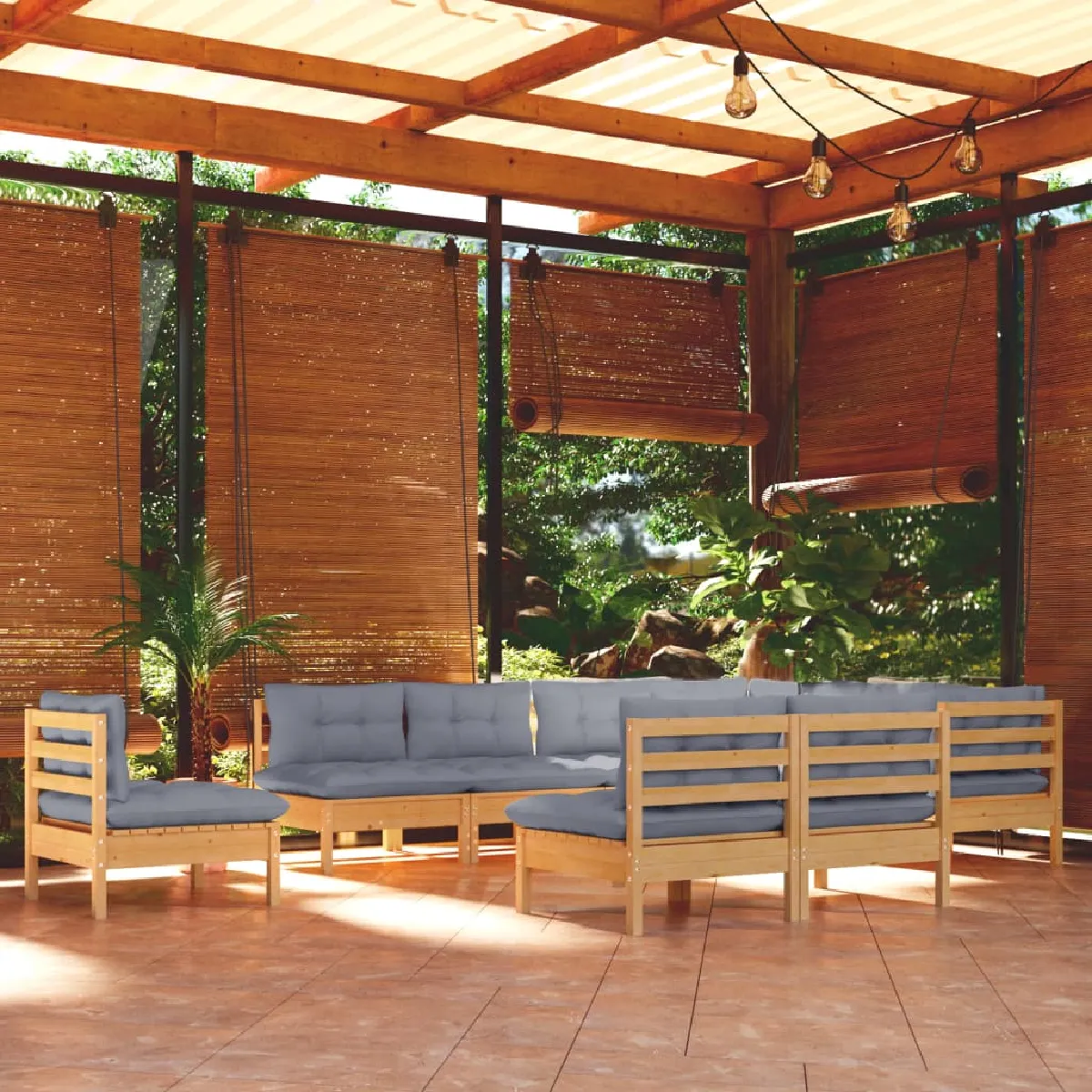 vidaXL Salon de jardin 10 pcs avec coussins résine tressée ensemble de canapés dextérieur canapé dangle de jardin 3308412 - vue 10