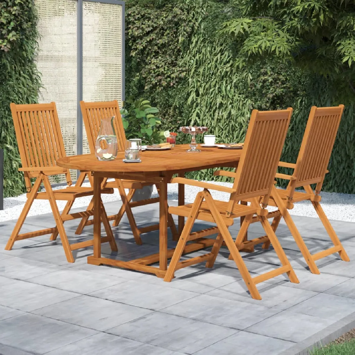 vidaXL Ensemble à manger de jardin 5 pcs Bois d'acacia - vue 5