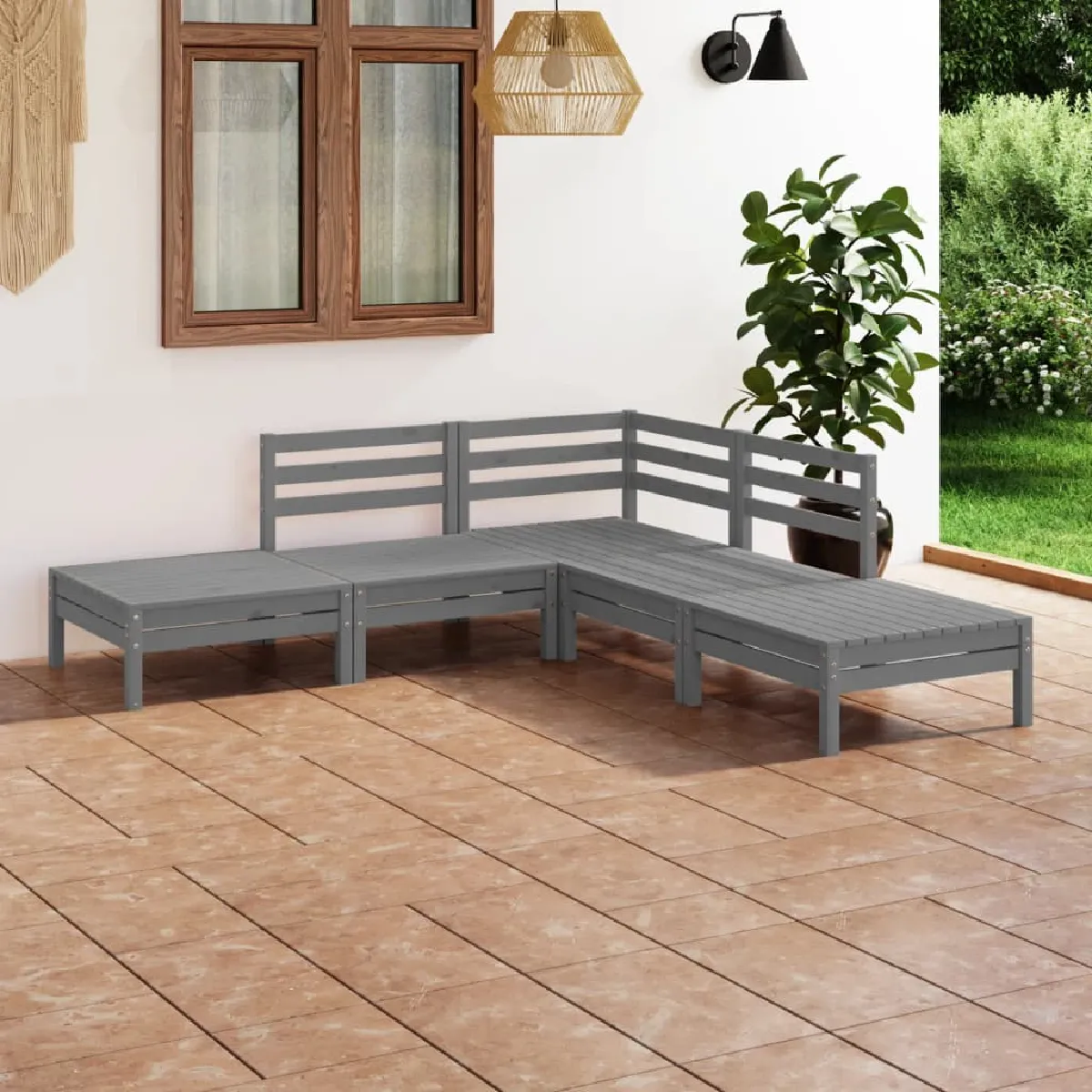 vidaXL Salon de jardin aluminium 5 pièces - vue 6