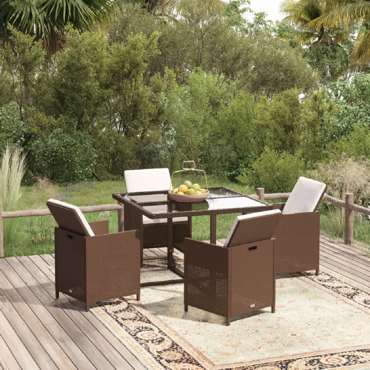 vidaXL Ensemble à dîner de jardin avec coussins 5 pcs - vue 2