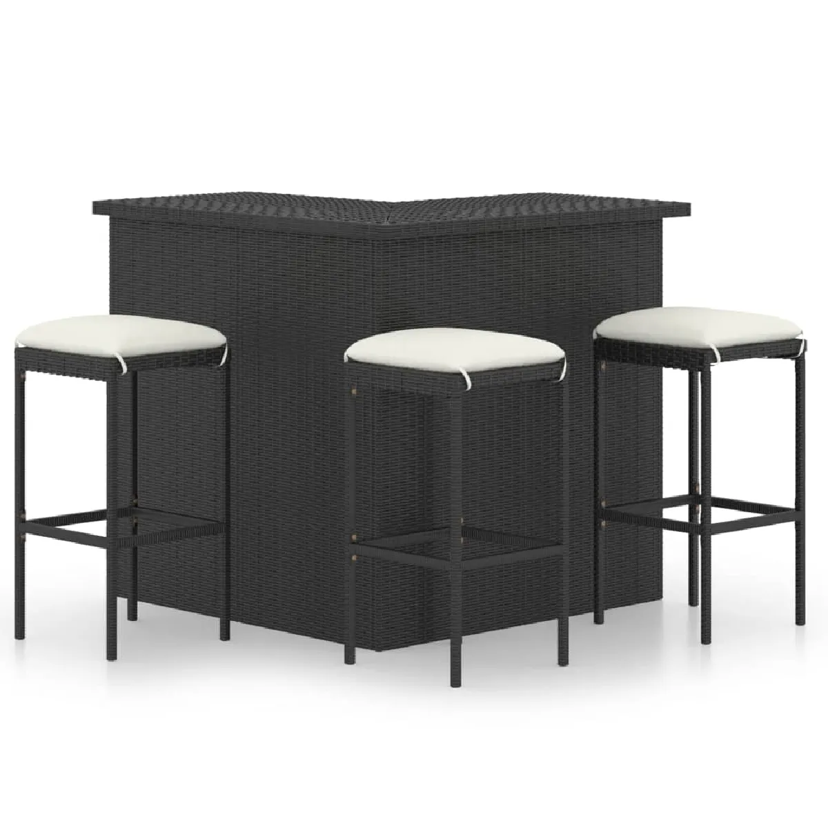 VidaXL Meuble de bar de jardin 4 pcs - Noir VidaXL Meuble de bar de jardin 4 pcs - Noir