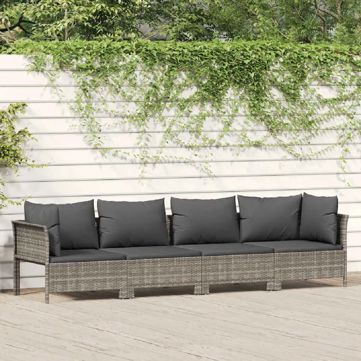 VIDAXL Salon de jardin 4 pcs avec coussins - Gris