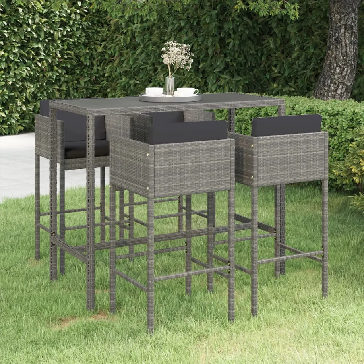 VIDAXL Ensemble de bar de jardin 5 pcs - Gris