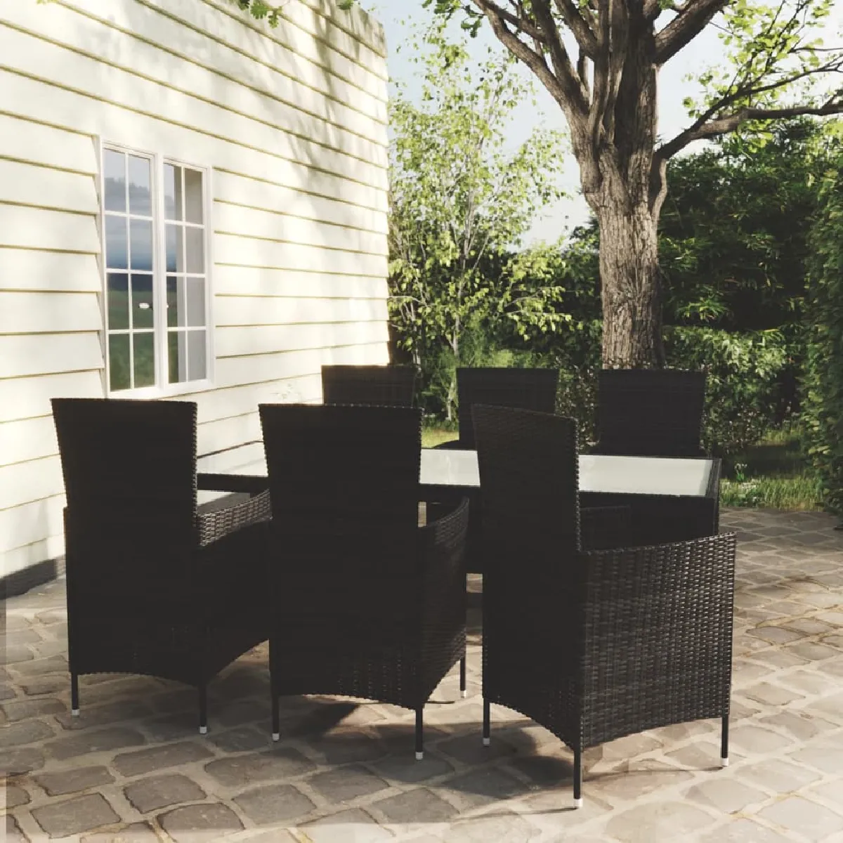 vidaXL Ensemble de Salle à Manger de Jardin 7 pcs Mobilier à Dîner de Terrasse Salon de Jardin Table et Chaises de Repas de 3060259 - vue 5