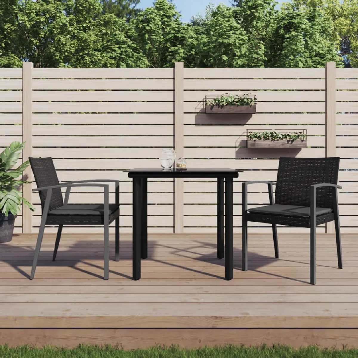 vidaXL Ensemble à manger de jardin 3 pcs Résine tressée - vue 3