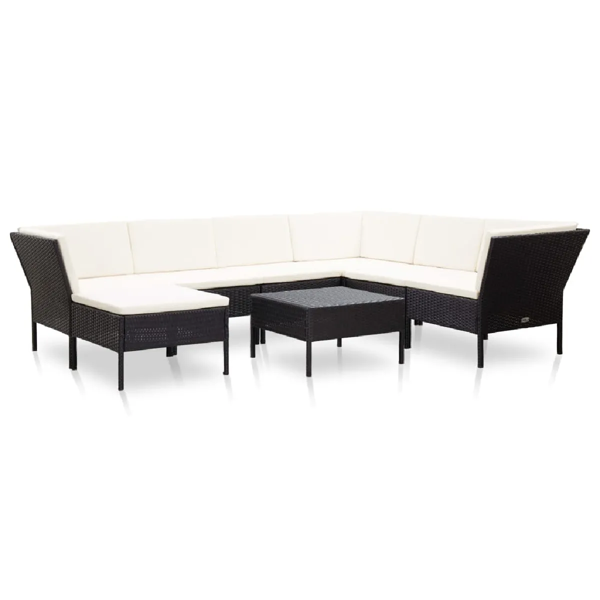 vidaXL Salon de jardin 8 pcs avec coussins - Résine tressée Noir