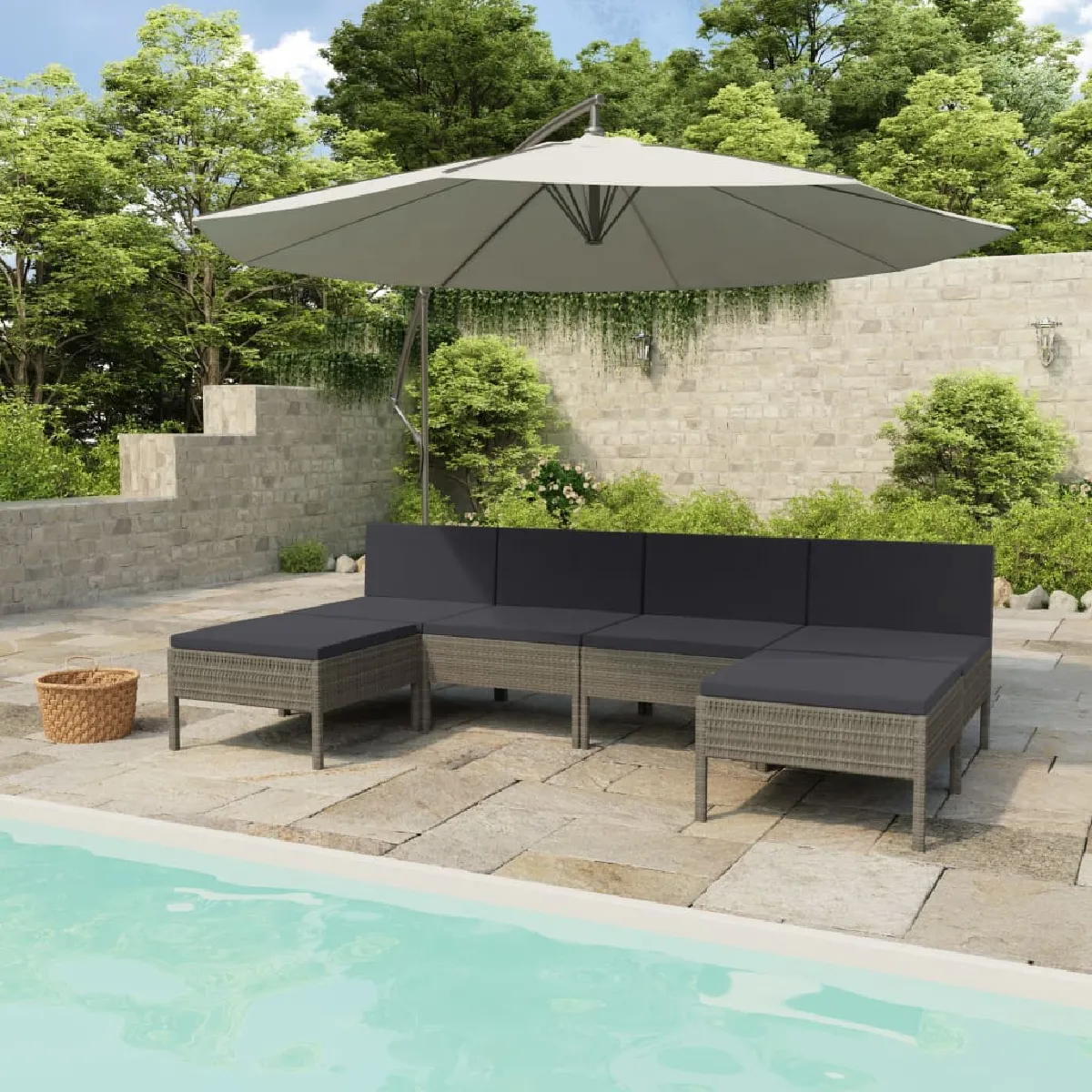vidaXL Salon de jardin 6 pcs - Gris