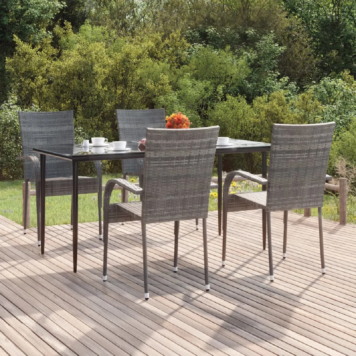 vidaXL Ensemble à manger de jardin 5 pcs - Gris