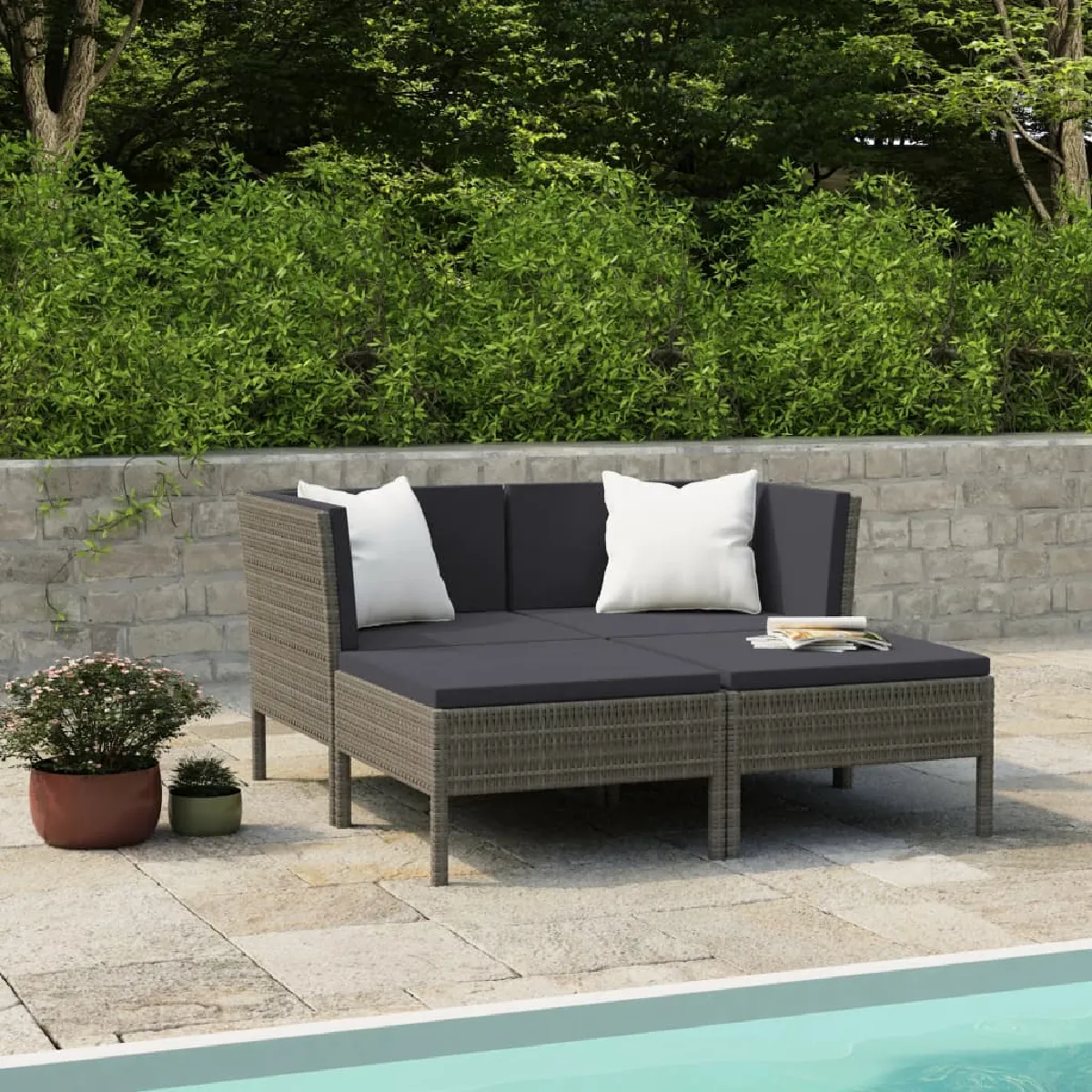 vidaXL Bois de Pin Salon de Jardin 4 pcs avec Coussins Mobilier de Patio Meubles d'Extérieur Mobilier de Jardin Meubles de 3096105 - vue 5