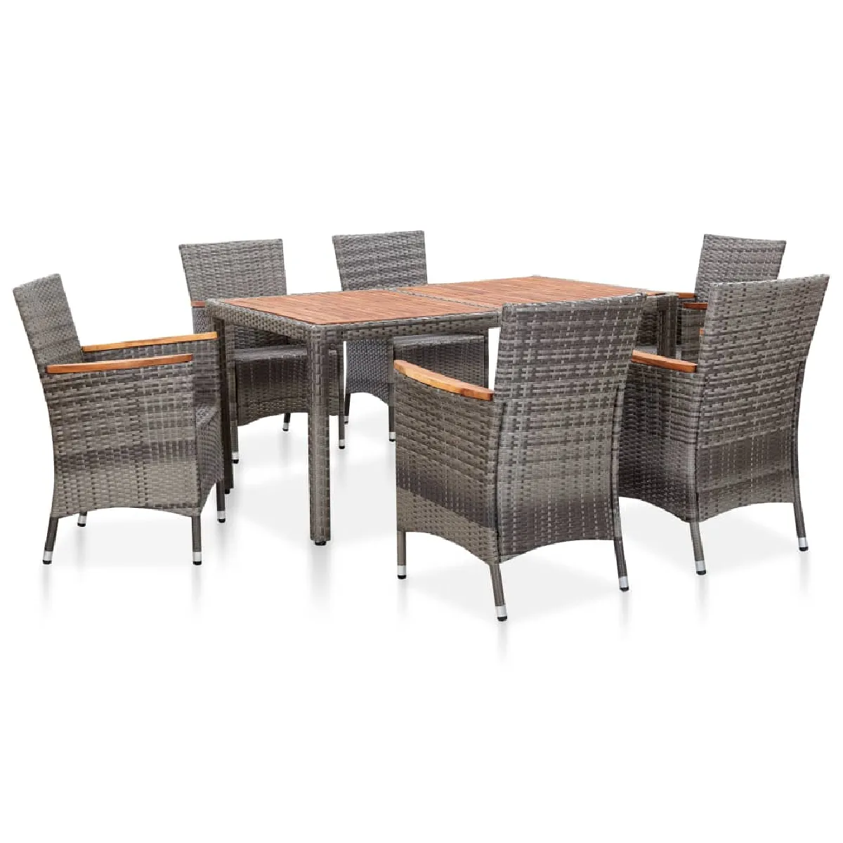VIDAXL  salon de jardin 7 pcs avec coussins r&eacute;sine tress&eacute;e gris 46084