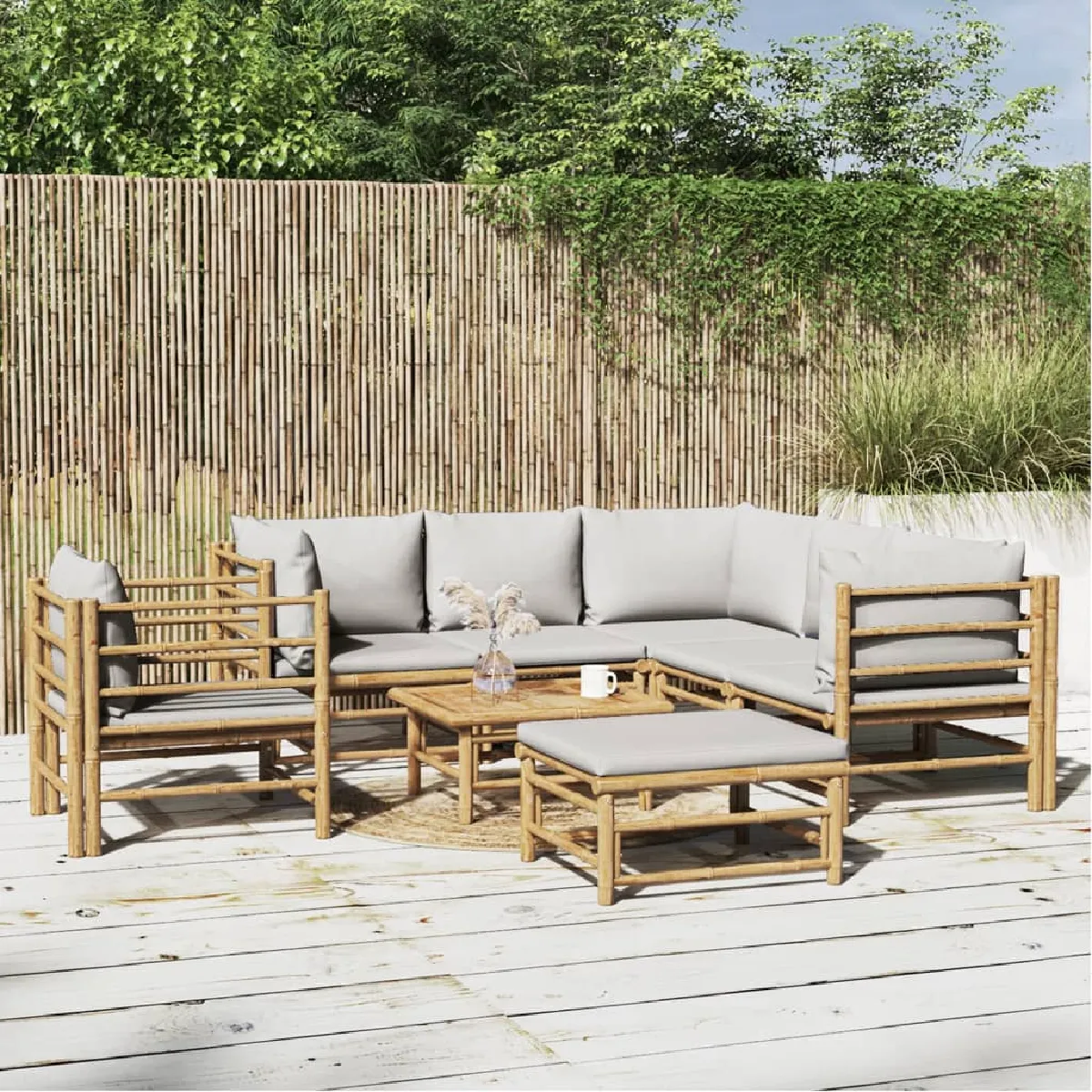 vidaXL Salon de jardin 8 pcs Bambou - vue 4