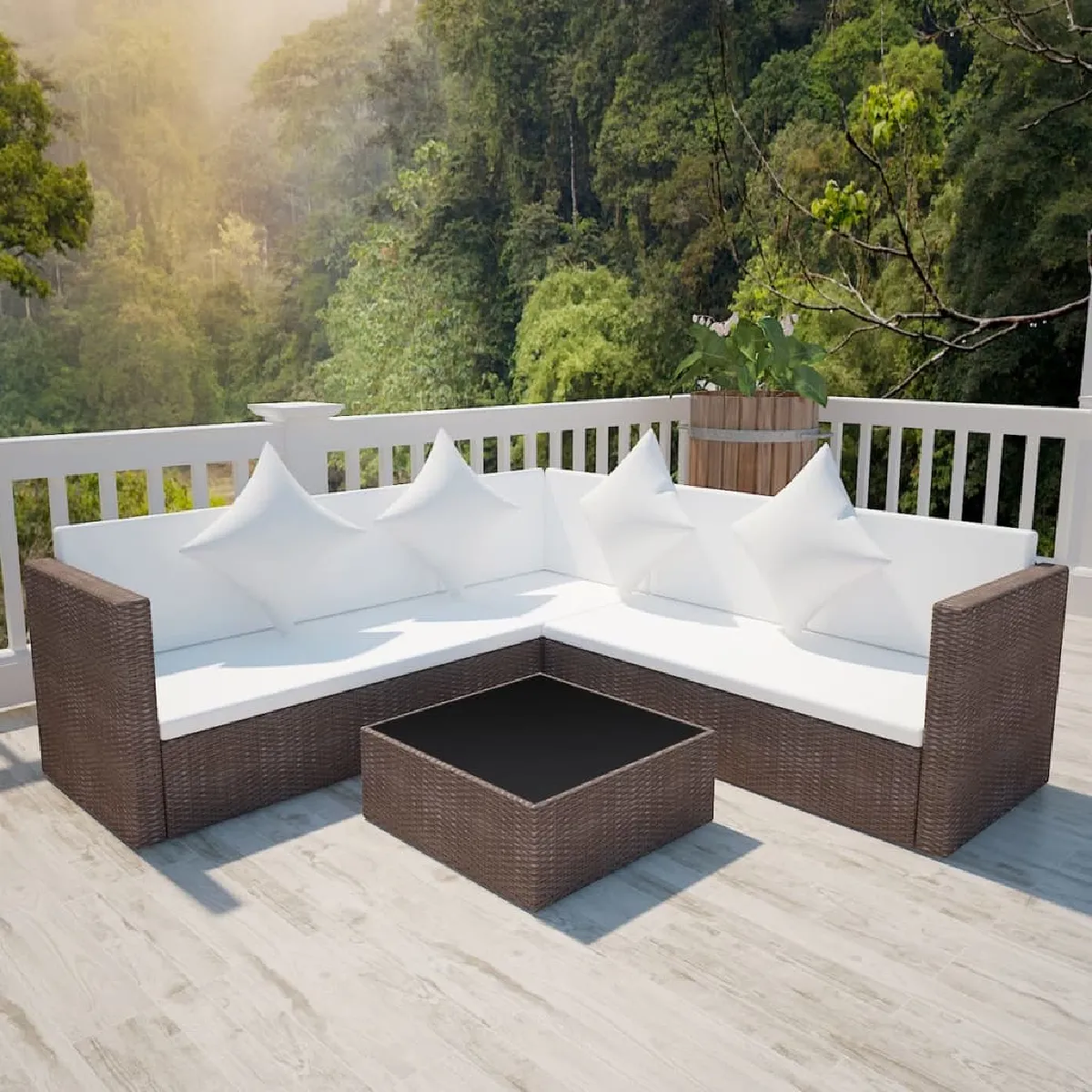 VIDAXL - Salon de jardin modulable - 4 personnes - Marron - Image 3