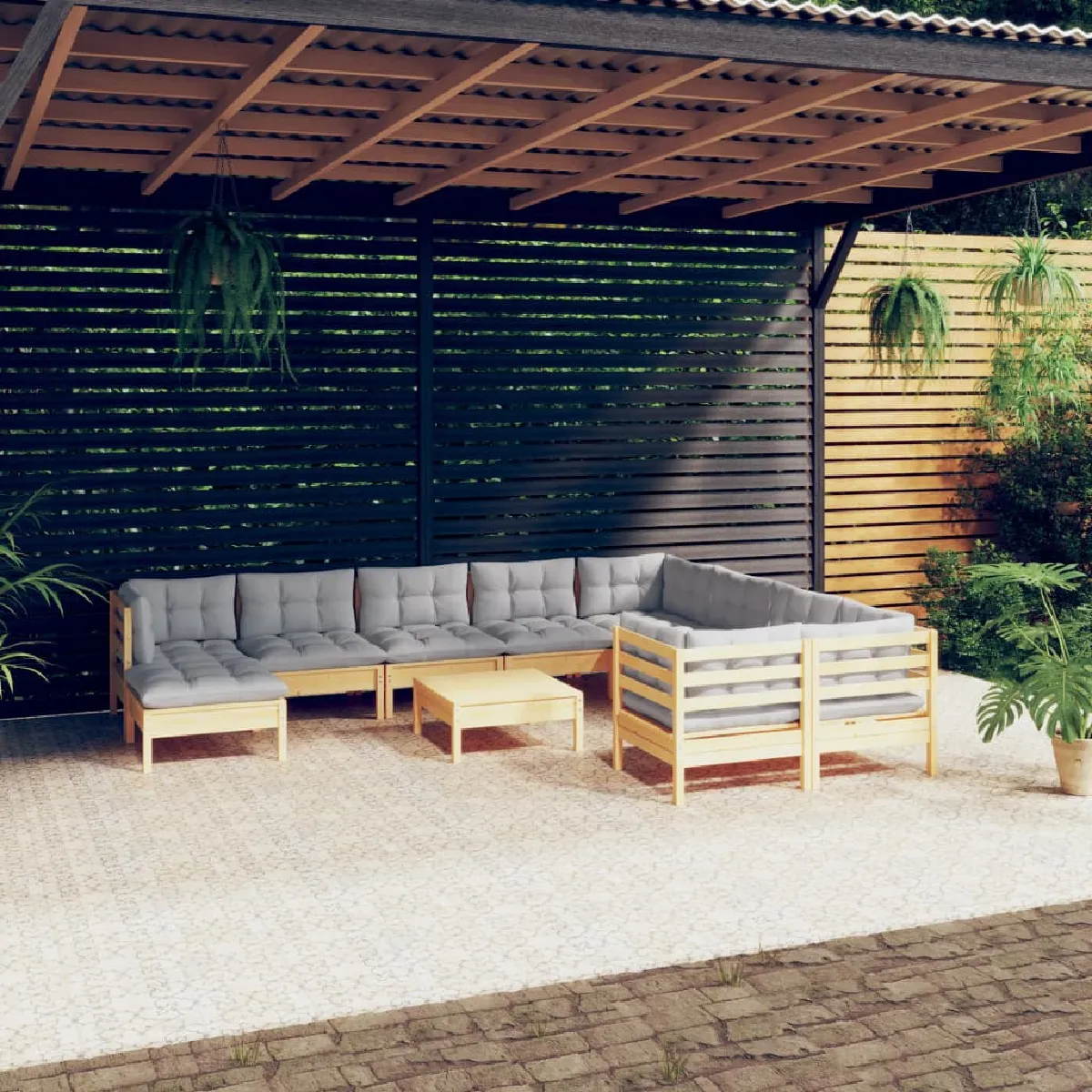vidaXL Salon de jardin 11 pcs avec coussins