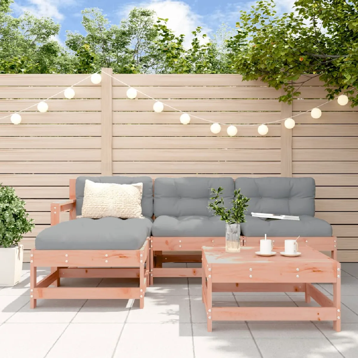 vidaXL Salon de jardin 5 pcs bois massif douglas avec coussins