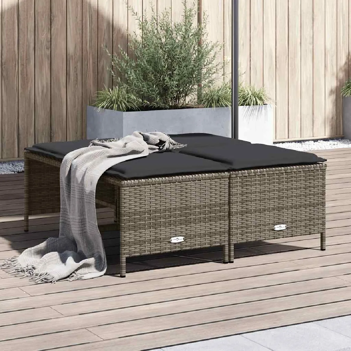 Vidaxl Gris Tabourets Jardin 4 Pcs