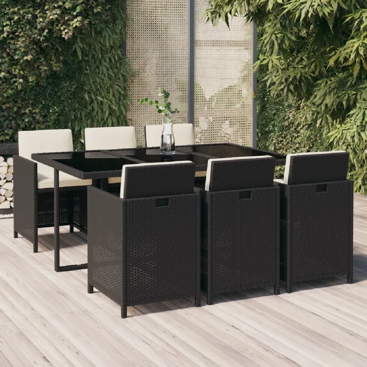 vidaXL Ensemble de Salle à Manger de Jardin 7 pcs Mobilier à Dîner de Terrasse Salon de Jardin Table et Chaises de Repas de 3060259 - vue 3