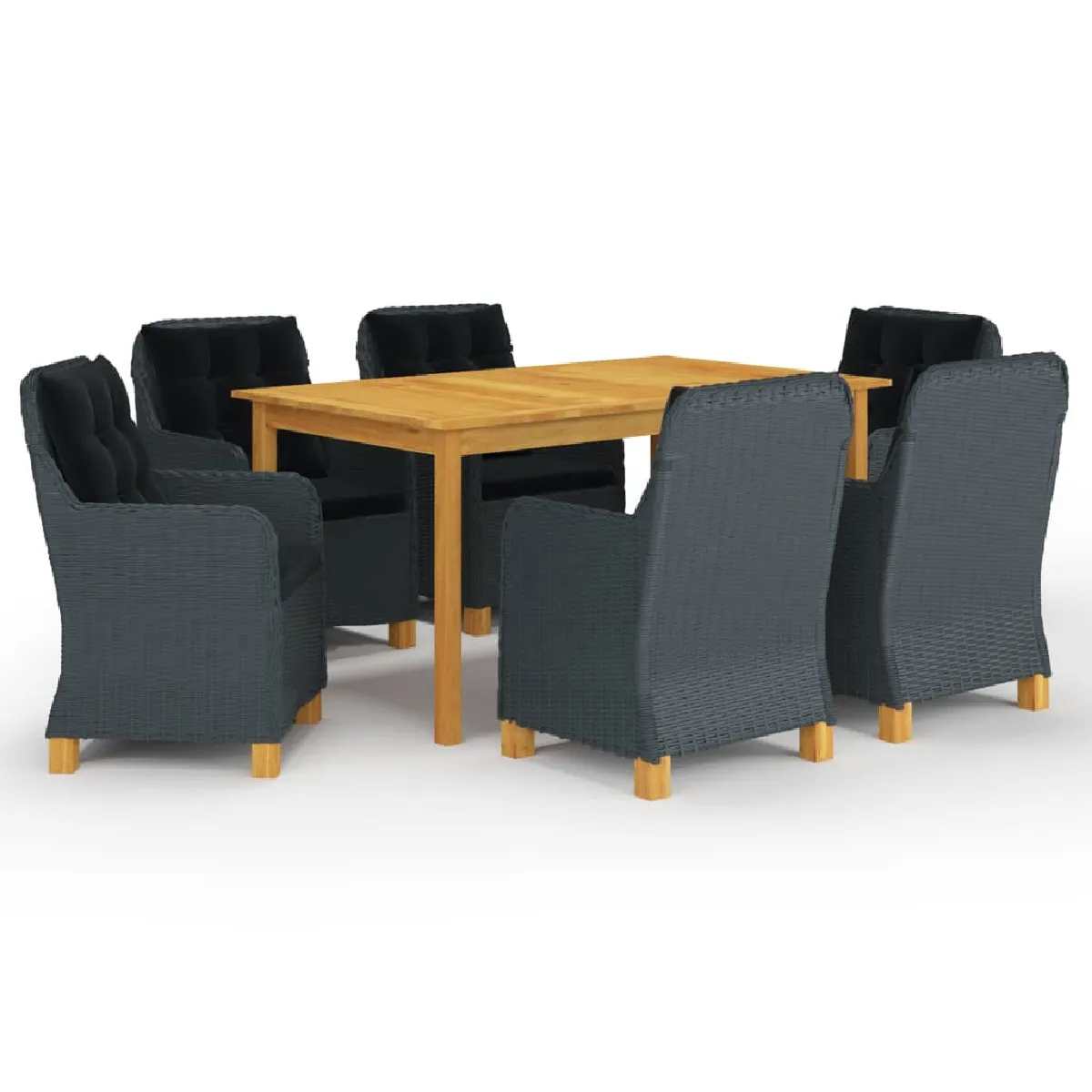 vidaXL Ensemble à manger 7 pcs Résine tressée - vue 10