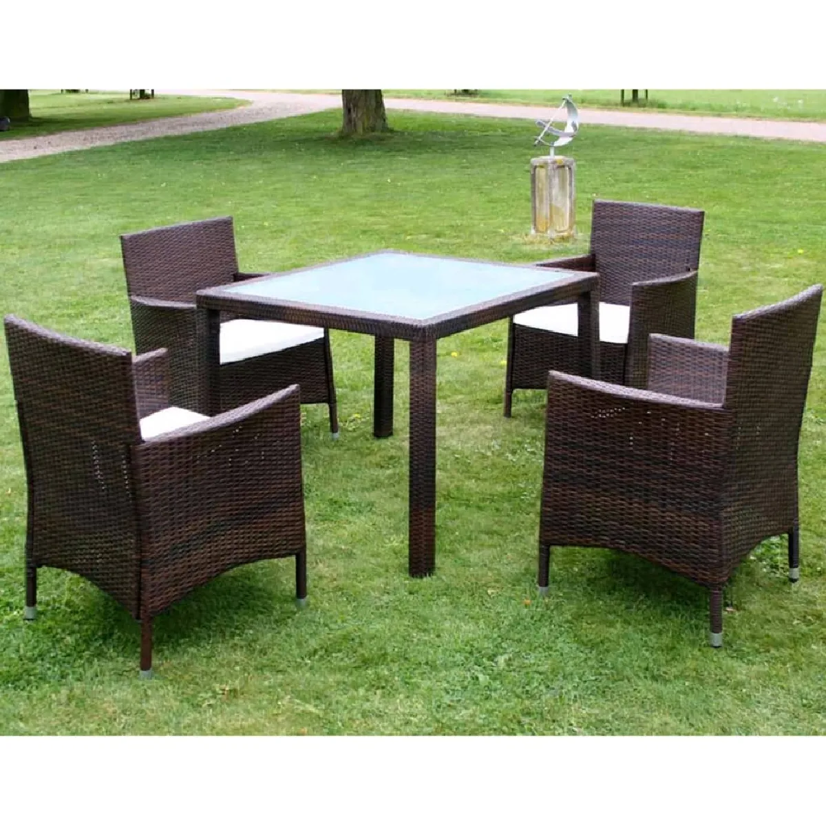 vidaXL Mobilier à dîner jardin 5 pcs et coussins Résine tressée - vue 2
