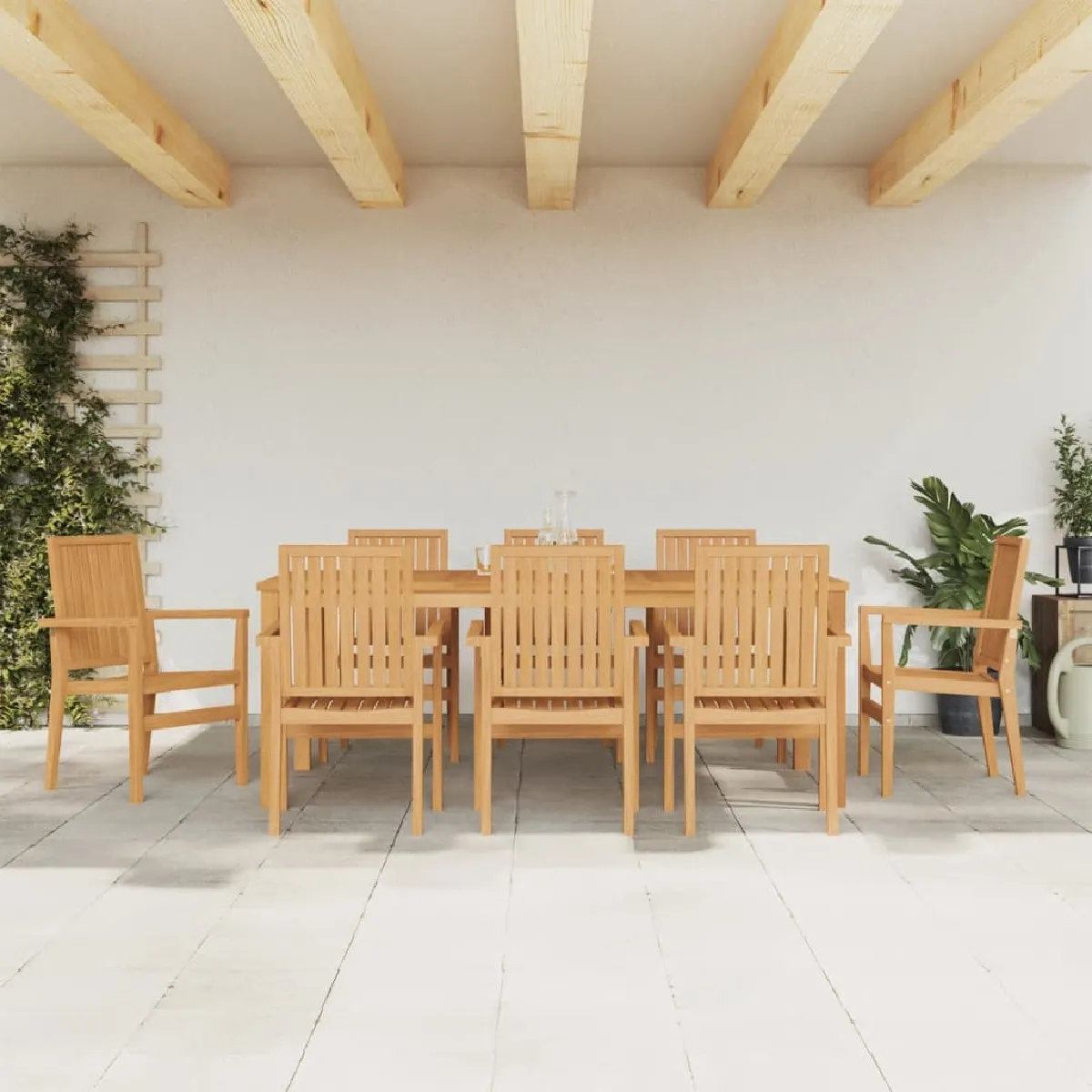 Vidaxl Ensemble À Manger De Jardin 9 Pcs - Bois De Teck Solide