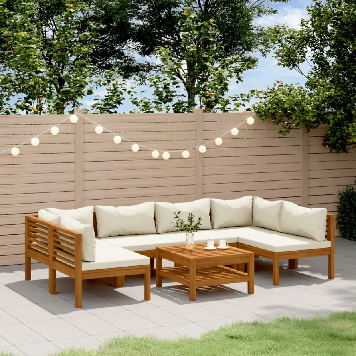 vidaXL Salon de jardin 7 pcs Bois d'acacia solide