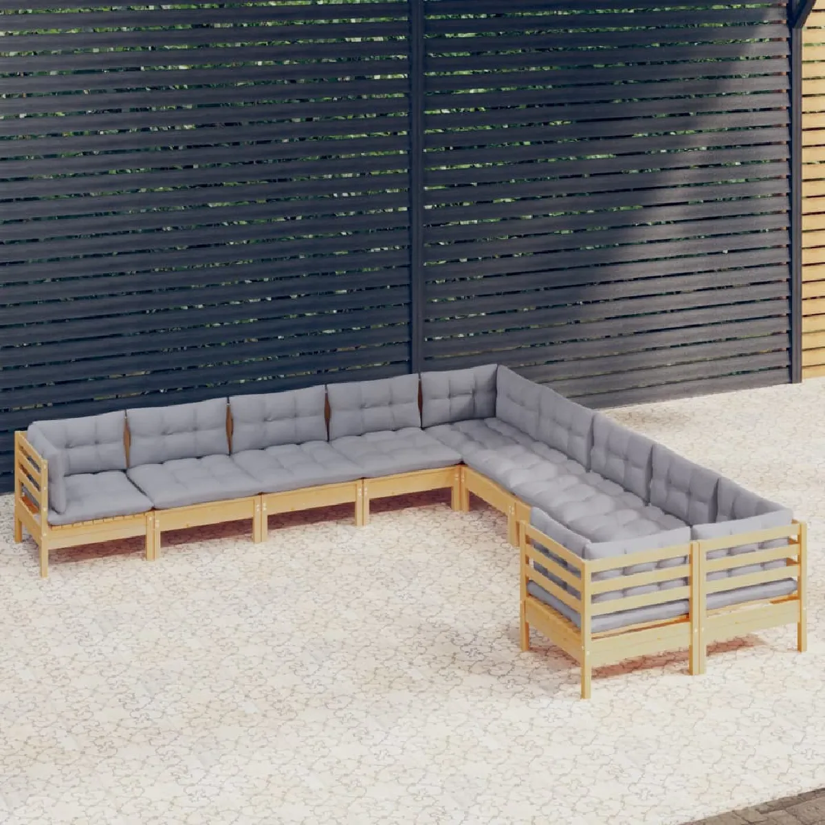 Vidaxl Salon De Jardin Bois 8 Personnes 10 Pieces - Image 3