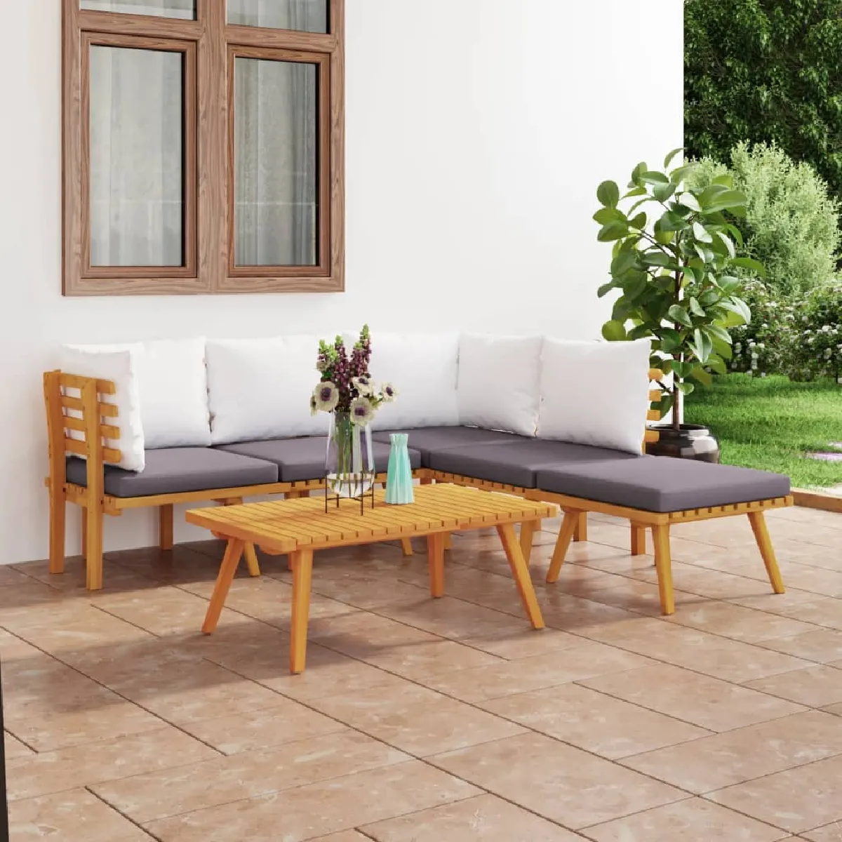 vidaXL Salon de jardin 6 pcs acacia - vue 2