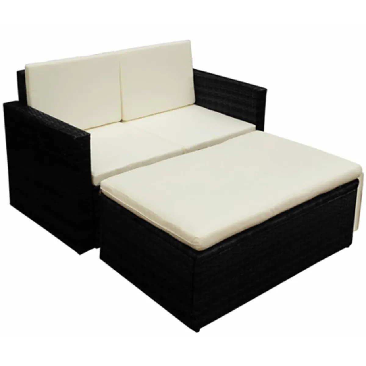 VIDAXL  Salon de jardin 2 pcs - R&eacute;sine tress&eacute;e Noir