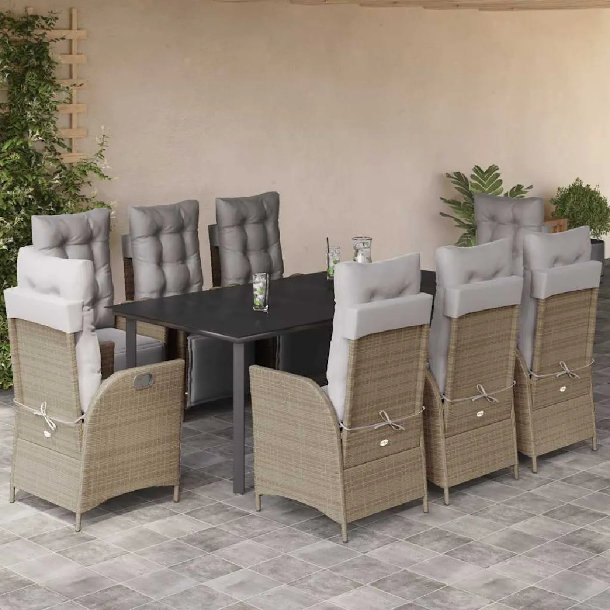 VidaXL Ensemble à Manger de Jardin 9 pcs Mélange - vue 3