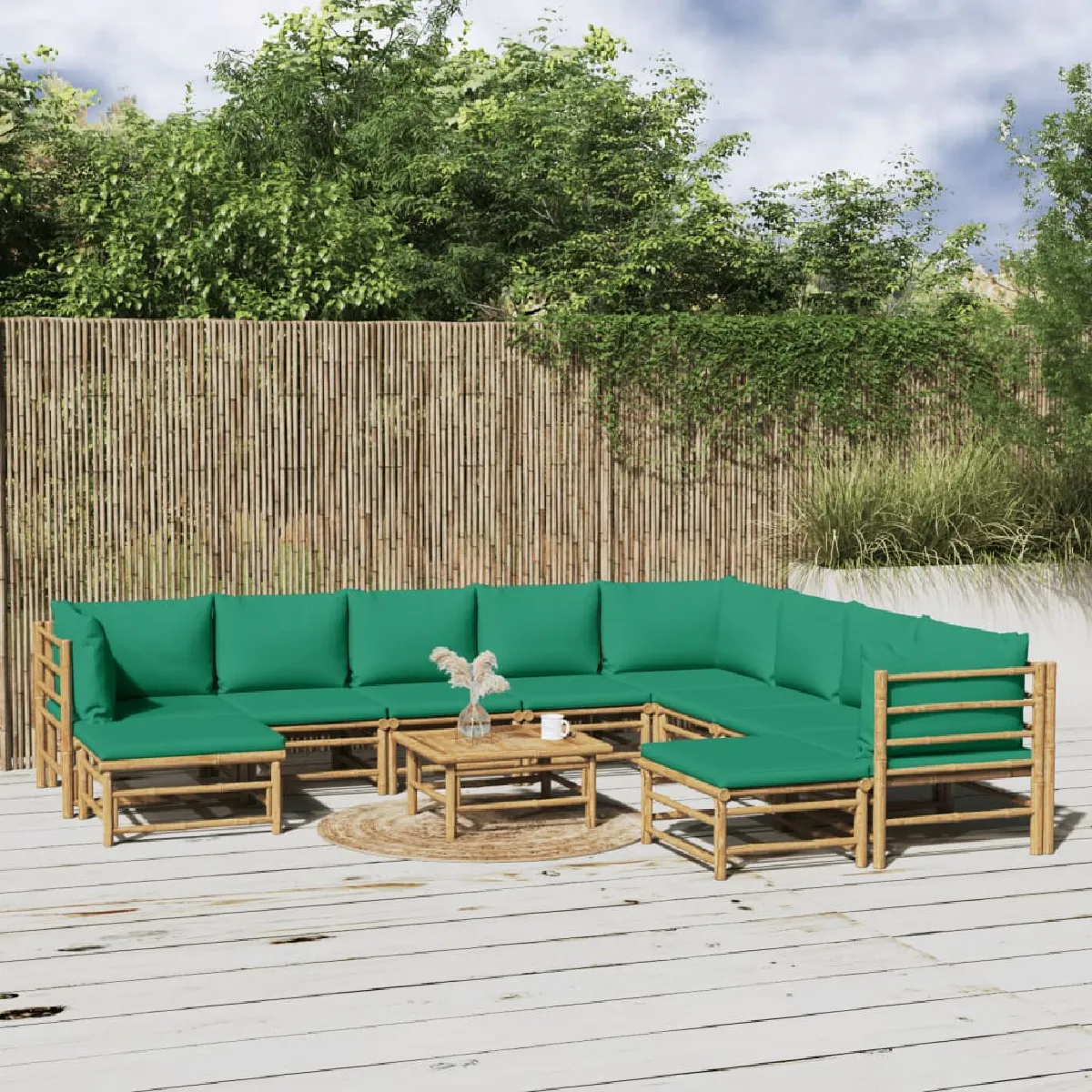 VIDAXL - Salon de jardin - Bambou - 10 personnes - Vert - Image 3
