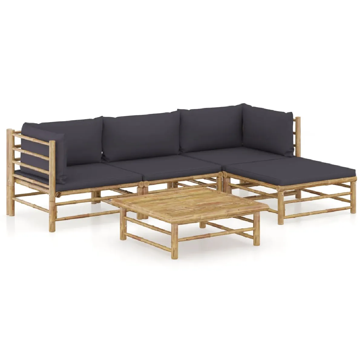 vidaXL Salon de jardin 5 pcs avec coussins Bambou