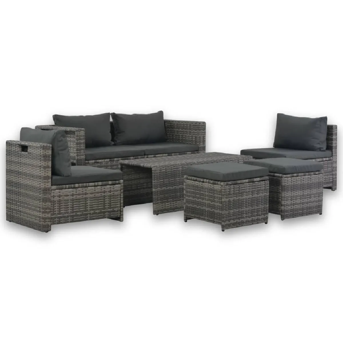 vidaXL Salon 6 pcs Résine tressée