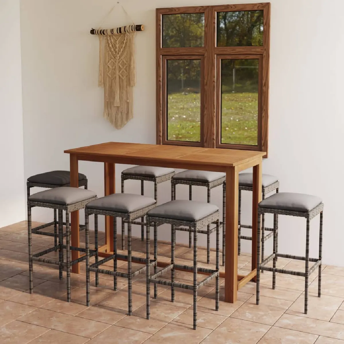vidaXL Ensemble de bar de jardin avec coussins 9 pcs - vue 1