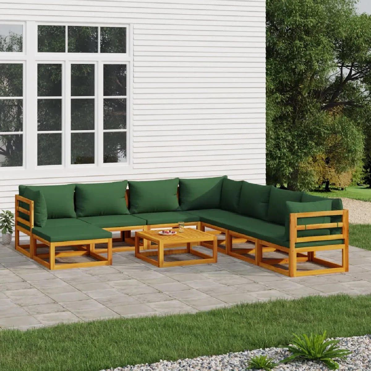 vidaXL Salon de jardin 9 pcs Bois massif - vue 2