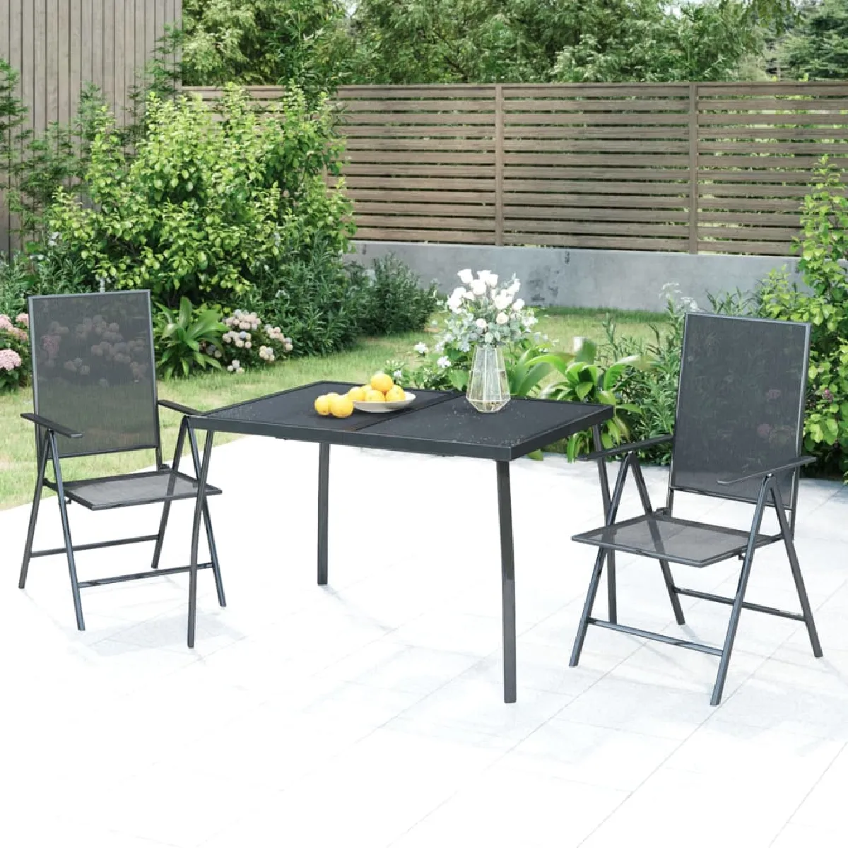 Vidaxl Ensemble À Manger De Jardin 3 Pcs - Anthracite
