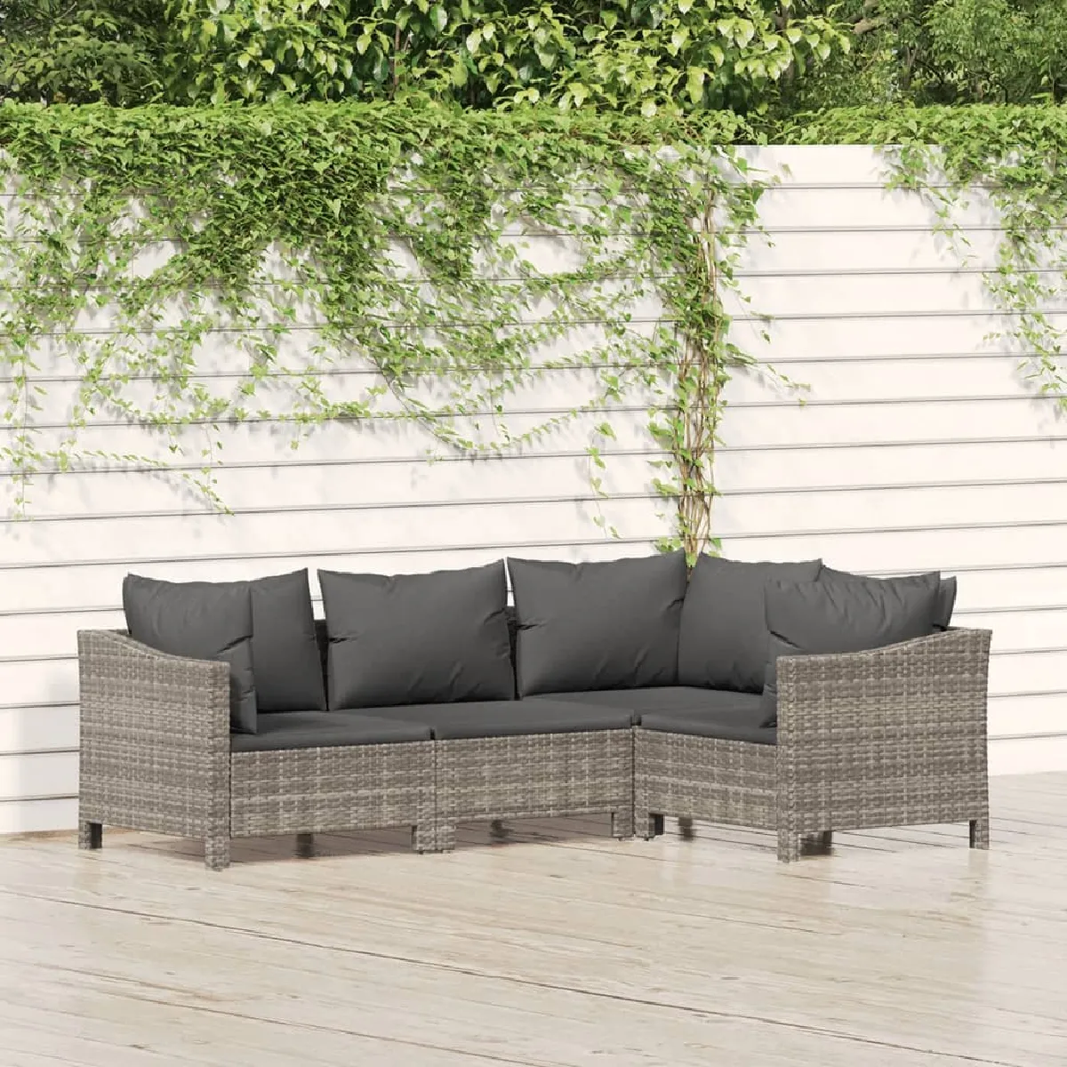 VIDAXL - Salon de jardin - 4 places - Gris - Modulable - Image 3