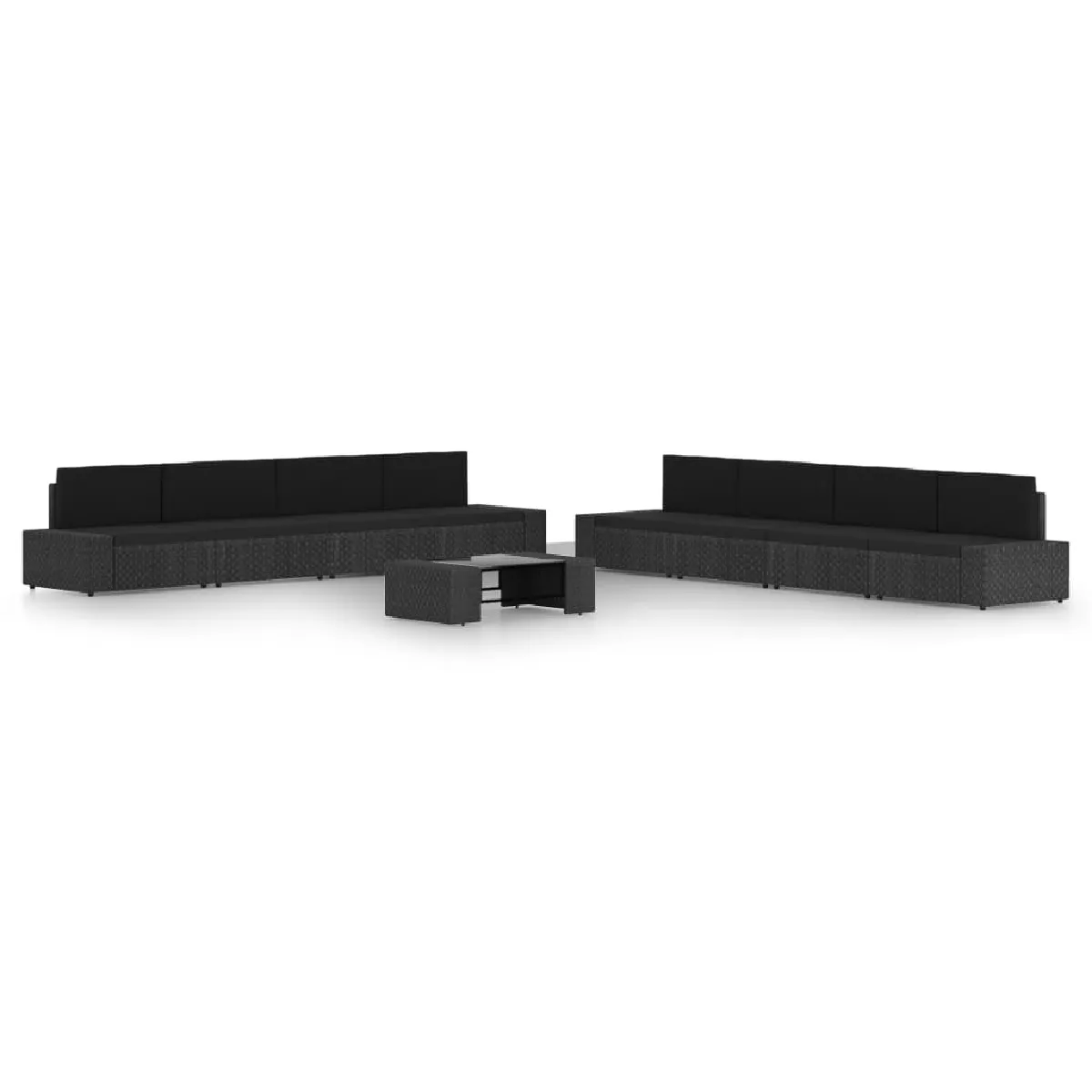 vidaXL Salon de jardin 9 pcs avec coussins - Noir