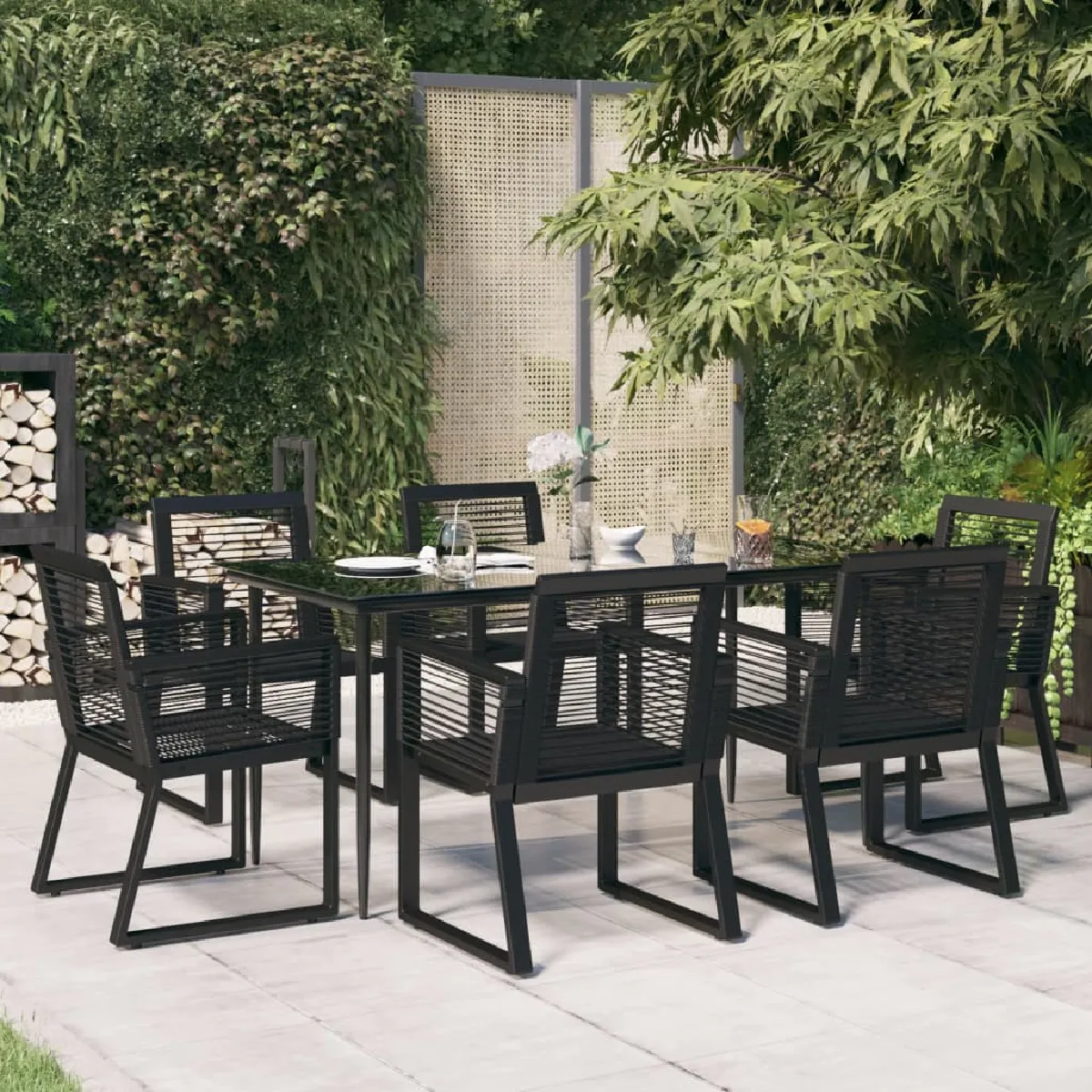 vidaXL Ensemble à manger de jardin 7 pcs Rotin PVC - vue 3