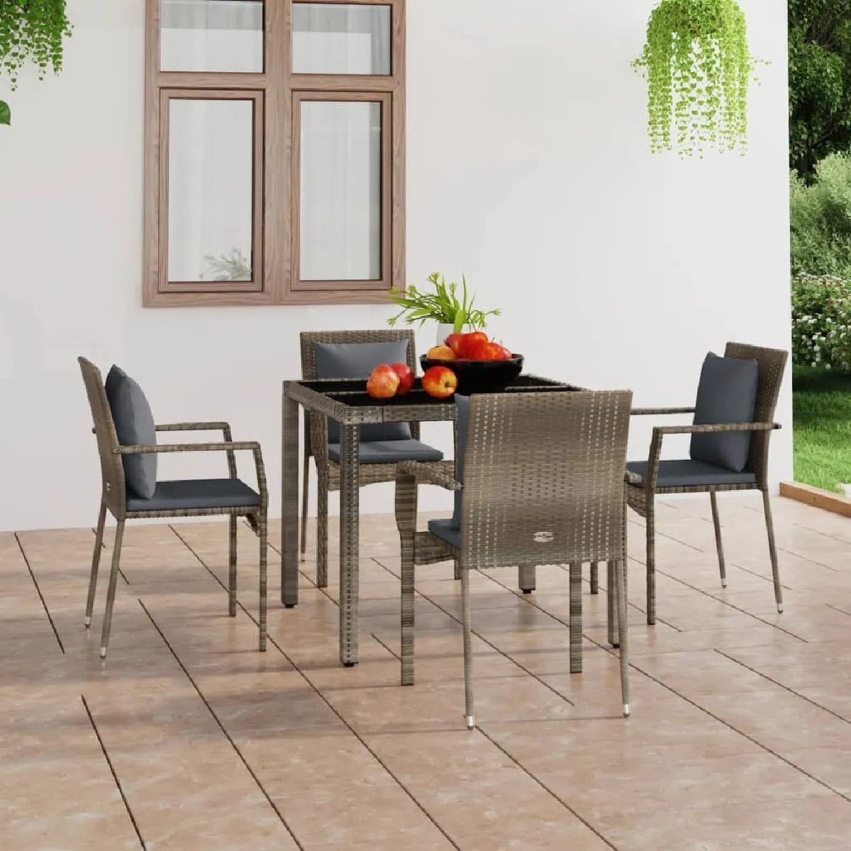 VIDAXL - Chaises de jardin - Ensemble de 4 - Gris - Image 3