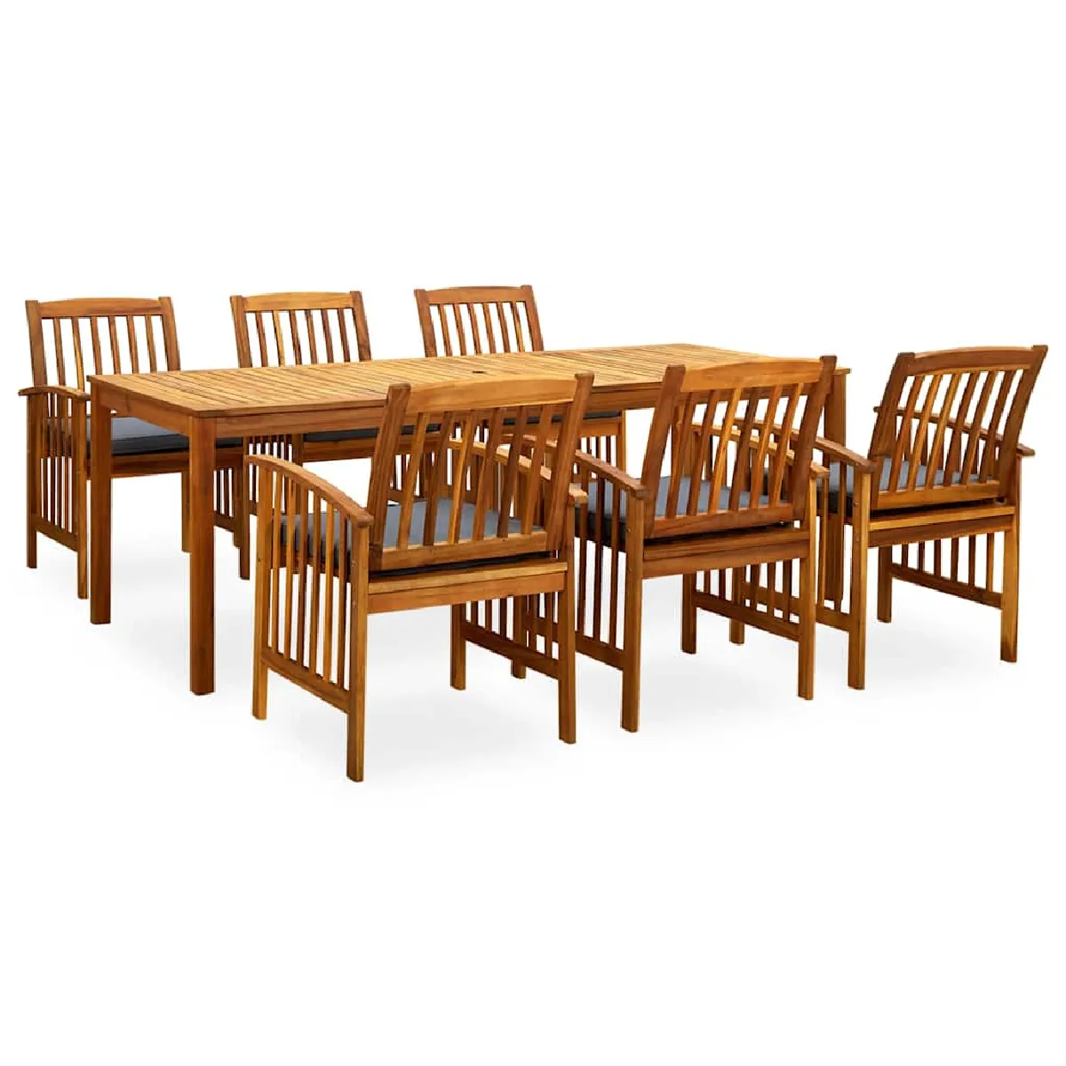 Vidaxl Gris Ensemble À Manger De Jardin 7 Pcs Avec Coussins - Acacia Solide
