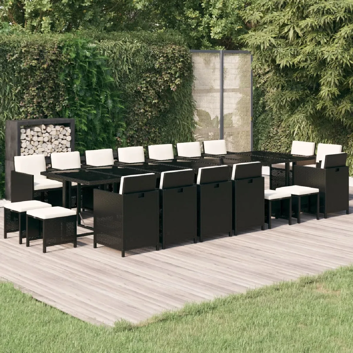 Vidaxl Noir Salon De Jardin Rotin 19 Pieces - Image 3