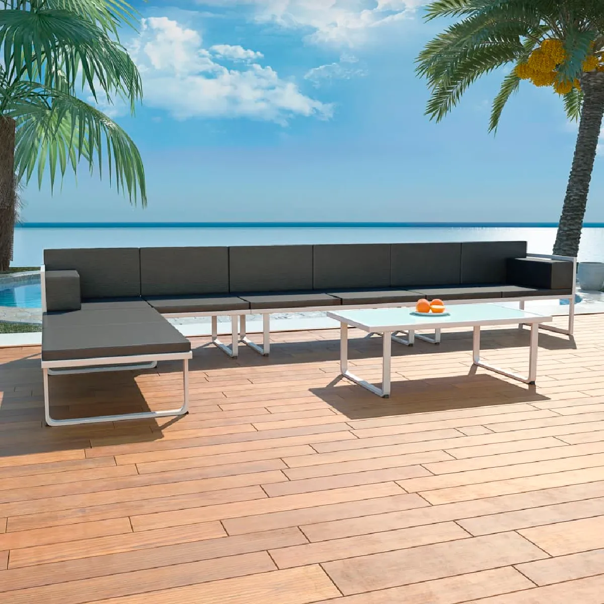 Salon de jardin vidaXL 5 pcs Aluminium Textilène Extérieur Résistant - vue 2