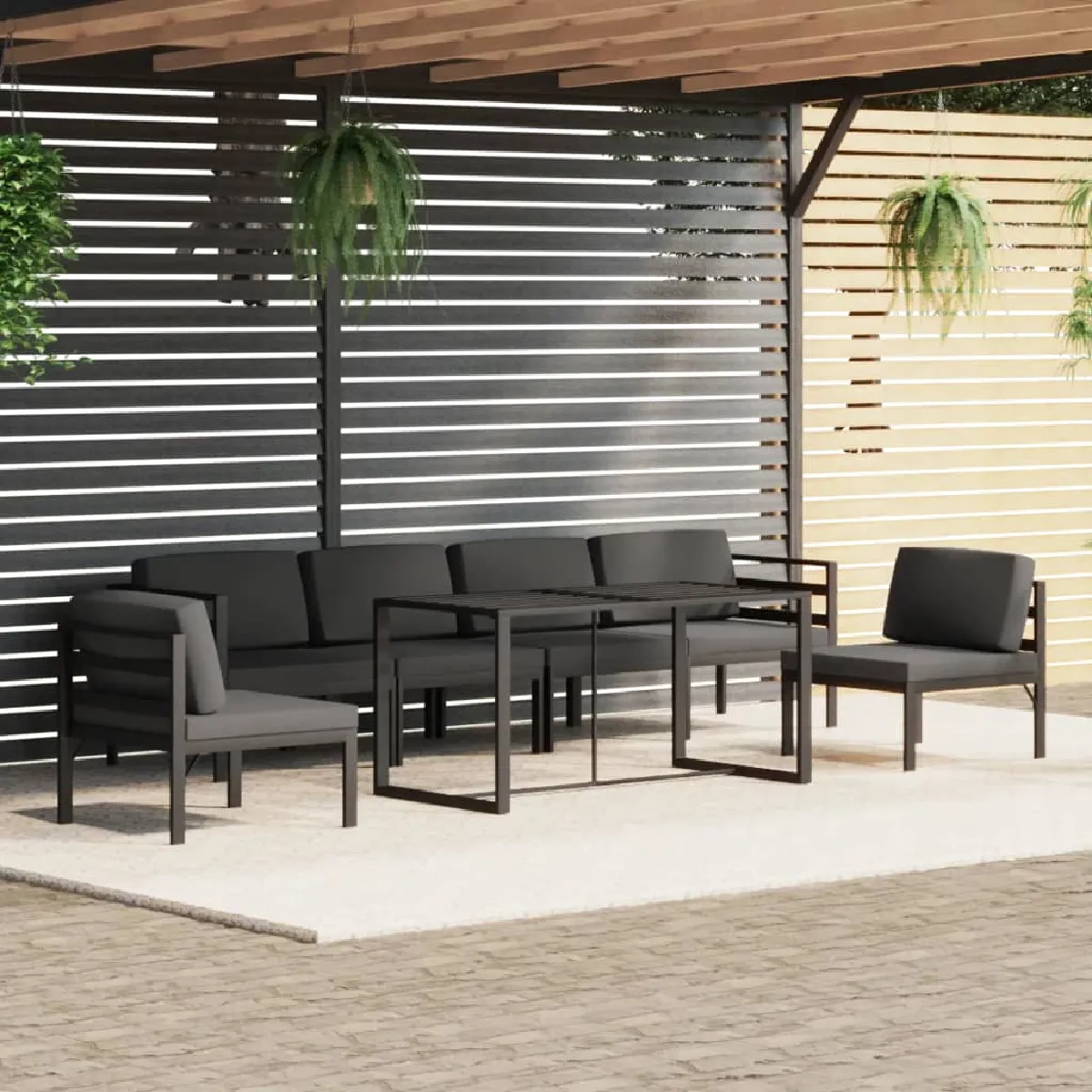 vidaXL Salon de jardin 7 pièces aluminium anthracite