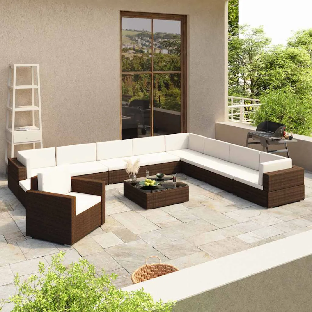 Vidaxl Marron Salon De Jardin - Résine Tressée