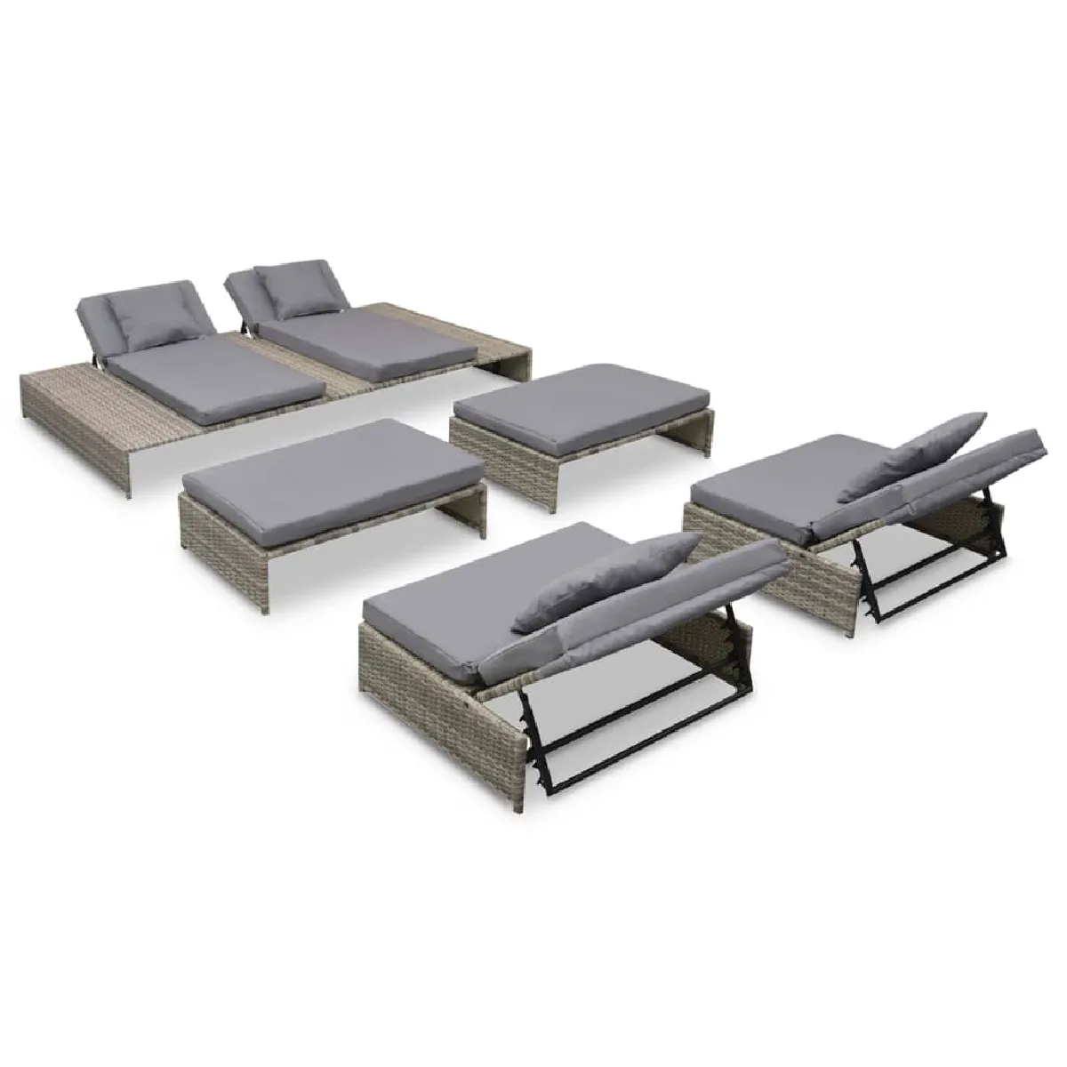 vidaXL Salon de Jardin 5 pcs avec Coussins Mobilier de Jardin Meubles de Patio Meubles de Terrasse Mobilier dExtérieur 42889 - vue 2