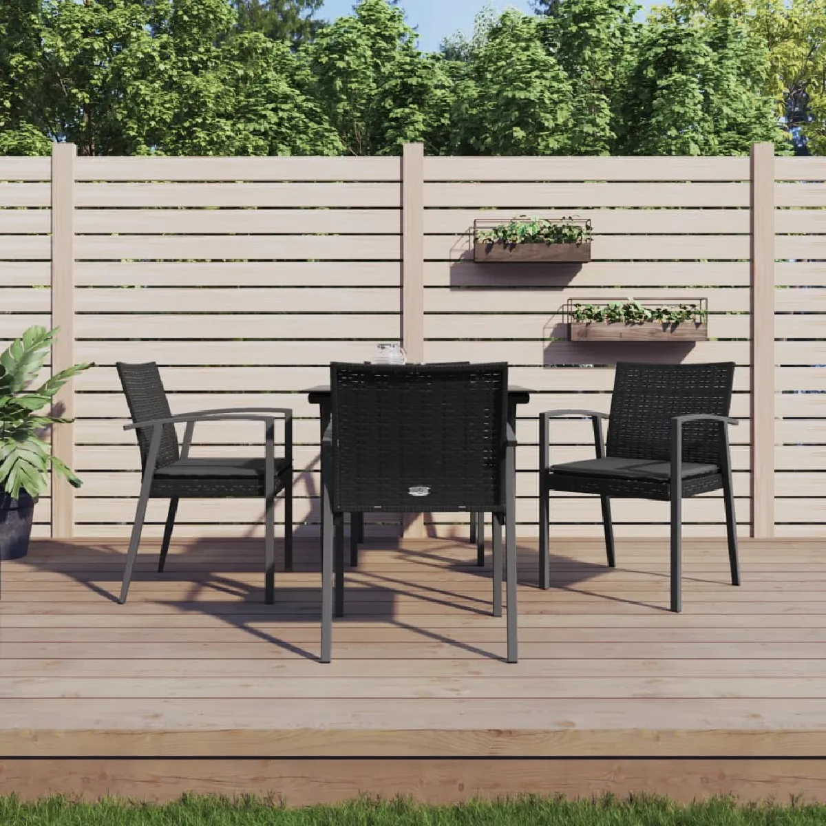 vidaXL Ensemble à manger de jardin 5 pcs coussins résine tressée acier - vue 1