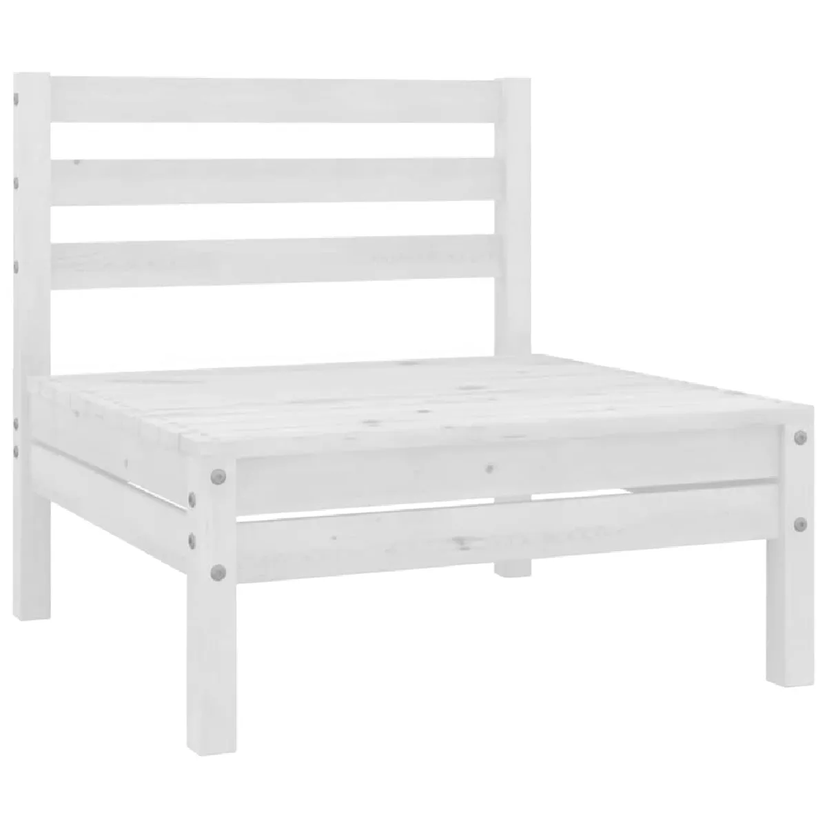 vidaXL Canapé central de jardin - Blanc bois de pin massif