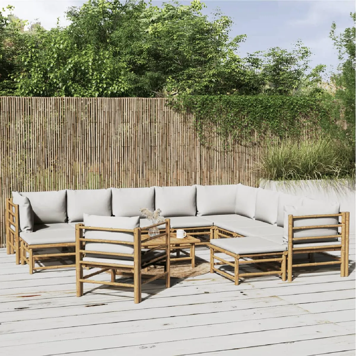 Non Communiqué Gris Salon De Jardin Modulable Vidaxl Bambou 7 Pieces 1 Personnes - Image 3