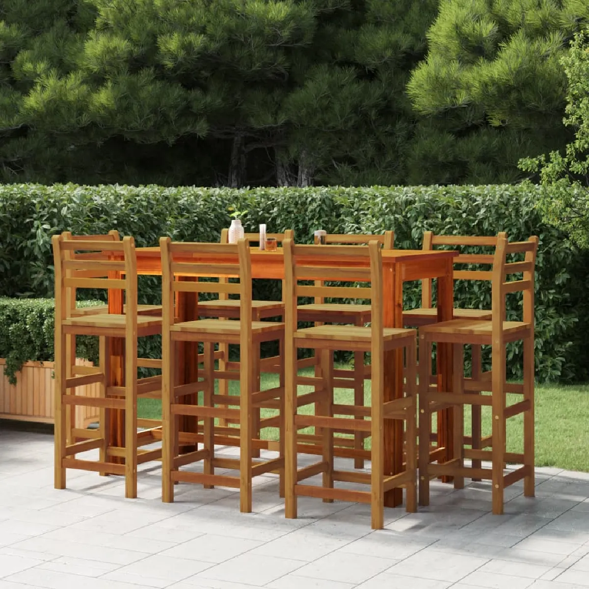 vidaXL Ensemble de bar de jardin 9 pcs Bois d'acacia - vue 2