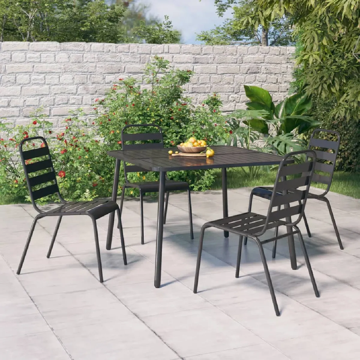 vidaXL Ensemble à manger de jardin 5 pcs - Anthracite