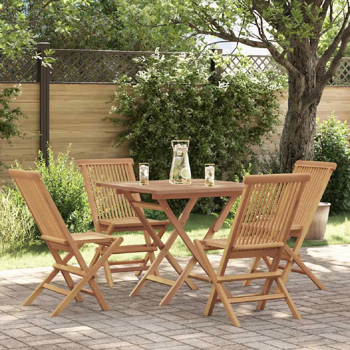 VIDAXL Ensemble à manger de jardin 5 pcs - Teck